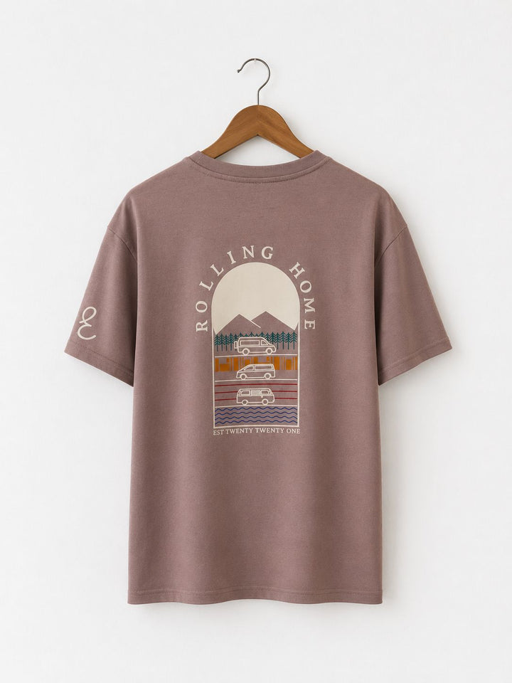 Heavy oversized Rolling Home T-shirt - Dusky Pink