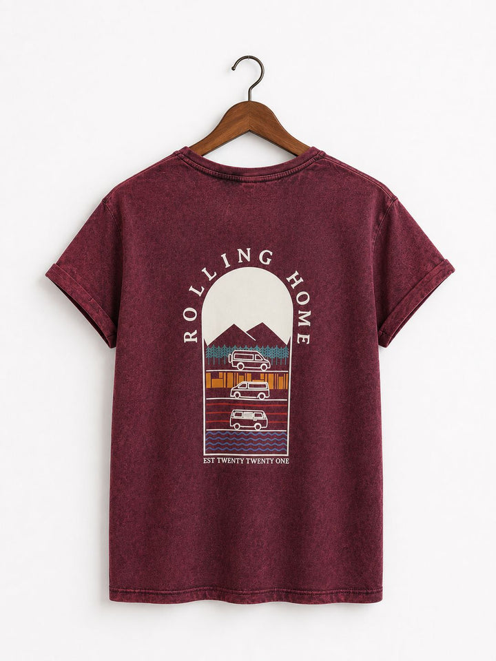 *NEW* Ladies cap-sleeve Rolling Home T-shirt - Cherry