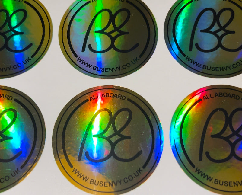 Bus Envy BE logo Club sticker. 5cm round