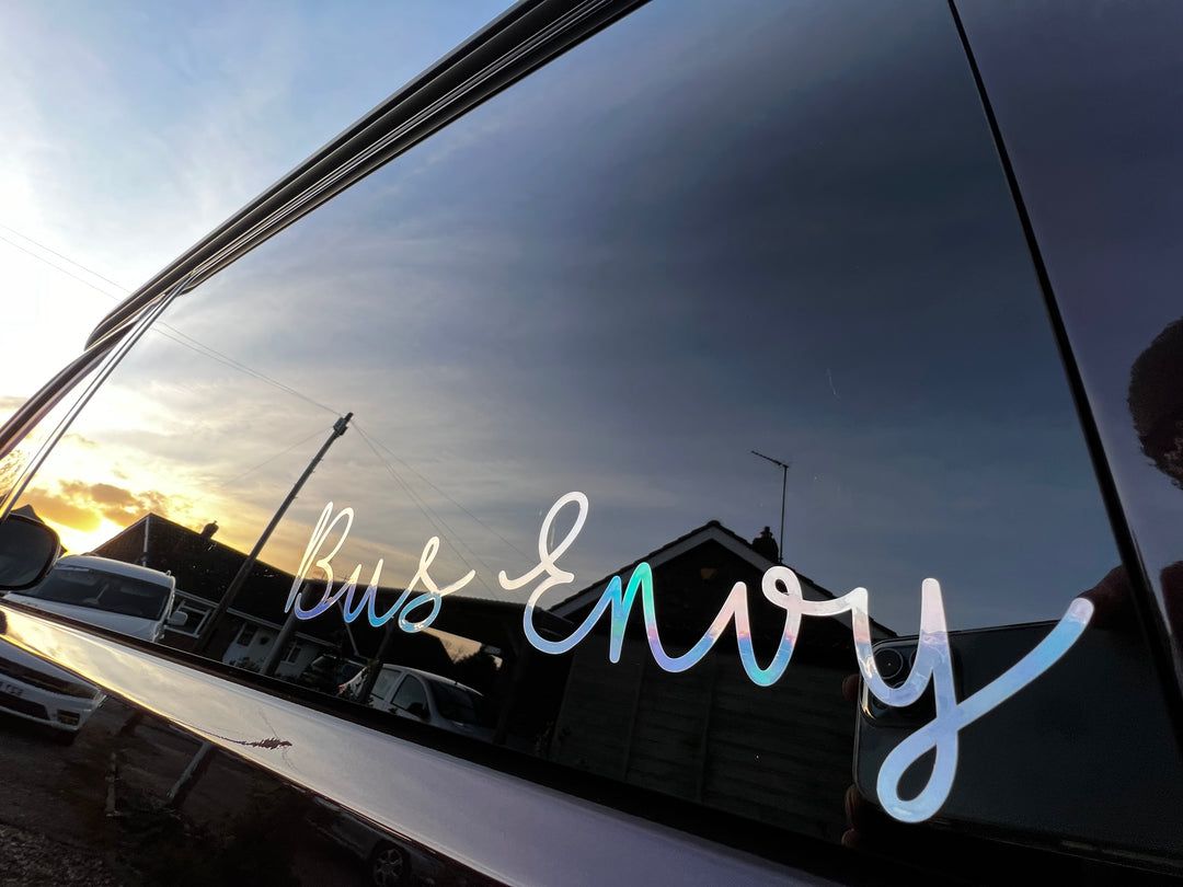 Signature Bus Envy sticker. 300mm long