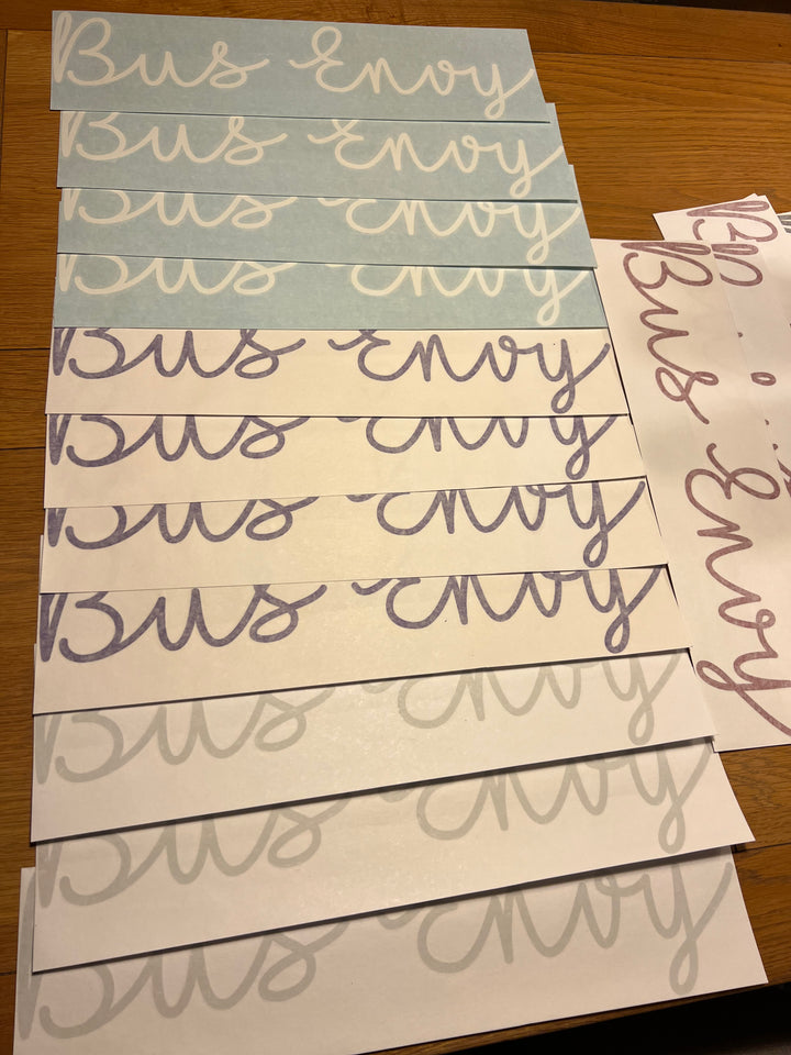 Signature Bus Envy sticker. 500mm